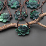 AAA Hand Carved Two 2 Tone Natural Guatemalan Jade Lotus Flower 2 Two Hole Connector Pendant Gemstone Focal Bead