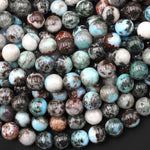 Natural Larimar Round Beads 8mm 10mm Gemstone 15.5" Strand