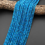 AAA Faceted Natural Blue Apatite 4mm Rondelle Beads Gemstone 15.5" Strand