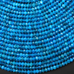 AAA Faceted Natural Blue Apatite 4mm Rondelle Beads Gemstone 15.5" Strand