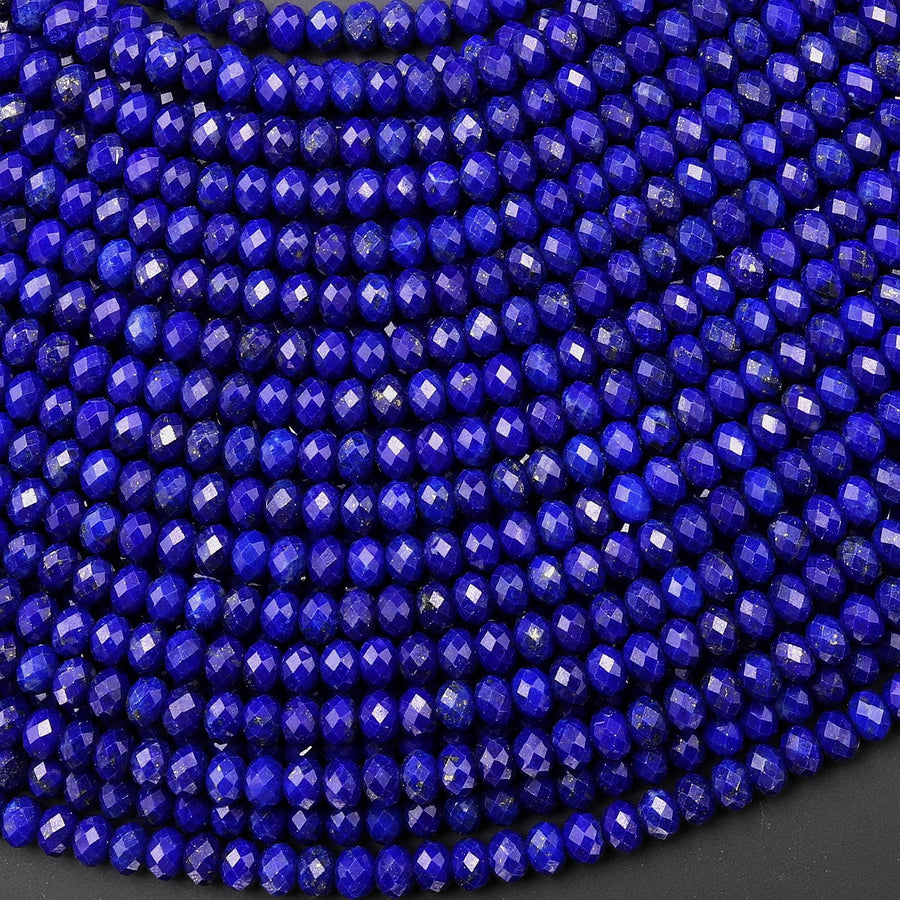 AAA+ Faceted Natural Blue Lapis Rondelle Beads 4x3mm 15.5" Strand A4598