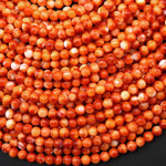 AAA Natural Fiery Orange Spiny Oyster Round Beads 4mm 16" Strand