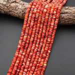 AAA Genuine Natural Red Spiny Oyster 4mm 6mm 8mm Rondelle Beads 15.5" Strand A1645