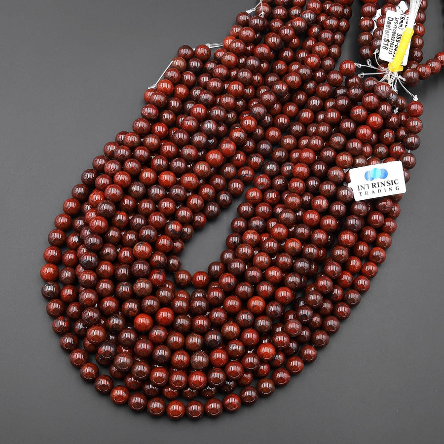 AAA Natural Red Tiger Iron 4mm 6mm 8mm 10mm Round Beads 15.5" Strand