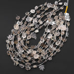 Natural Smoky Quartz Lily Rose Flower Leaf Beads Drilled Gemstone 15.5" Strand