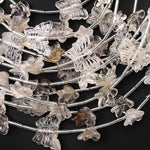 Natural Smoky Quartz Lily Flower Butterfly Beads Drilled Gemstone 15.5" Strand