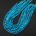 AAA Hand Carved Real Genuine Natural Blue Turquoise 3D 4 Leaf Clover 8mm Beads Choose from 5 pcs, 10 pcs, Full 16" Strand