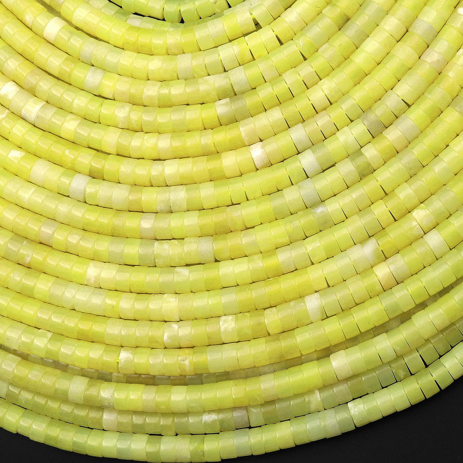 Natural Lemon Jade 4mm Heishi Gemstone Beads 15.5" Strand
