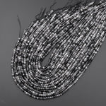 Natural Black Tourmaline Rutilated Rutile Quartz 4mm Faceted Rondelle Beads Gemstone 15.5" Strand