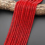 AAA Genuine Red Bamboo Coral Smooth Heishi Wheel Rondelle 5mm 6mm 15.5" Strand