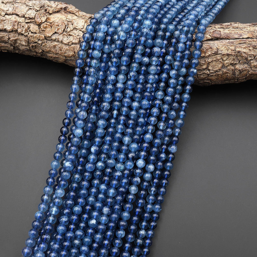 AAA Translucent Natural Santa Maria Blue Aquamarine 4mm Smooth Round Beads Real Genuine Gemstone March Birthstone 15.5" Strand