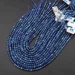 AAA Translucent Natural Santa Maria Blue Aquamarine 4mm Smooth Round Beads Real Genuine Gemstone March Birthstone 15.5" Strand