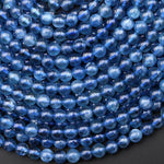 AAA Translucent Natural Santa Maria Blue Aquamarine 4mm Smooth Round Beads Real Genuine Gemstone March Birthstone 15.5" Strand