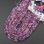 Faceted Natural Super 7 Phantom Amethyst Cacoxenite 6mm Rondelle Beads 15.5" Strand