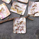 Natural Mother of Pearl Rectangle Pendant Iridescent Golden Baroque Blister Pearl Jewelry
