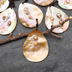 Natural Mother of Pearl Teardrop Pendant Iridescent Golden Baroque Blister Pearl Jewelry
