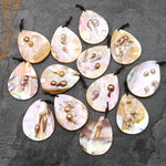 Natural Mother of Pearl Teardrop Pendant Iridescent Golden Baroque Blister Pearl Jewelry