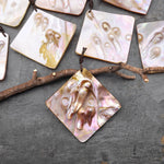 Natural Mother of Pearl Diamond Square Pendant Iridescent Golden Baroque Blister Pearl Jewelry
