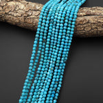 Genuine Natural Arizona Blue Turquoise 4mm Round Beads 15.5" Strand