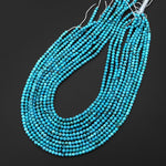 Genuine Natural Arizona Blue Turquoise 4mm Round Beads 15.5" Strand