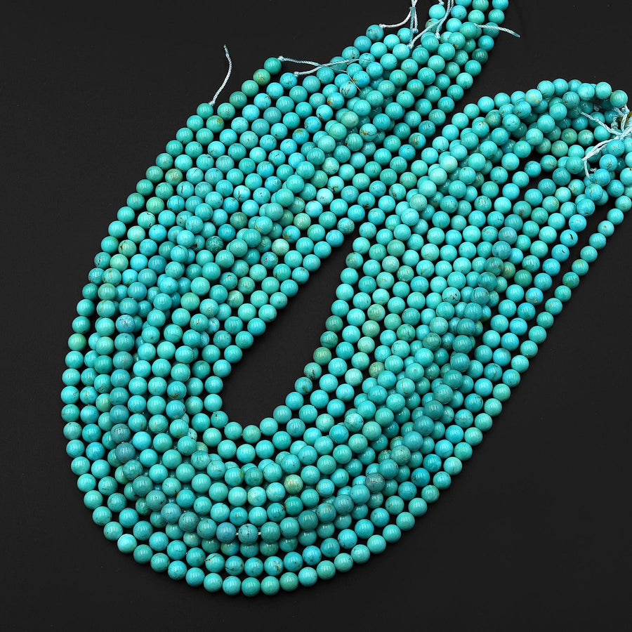 Genuine Natural Aqua Blue Green Turquoise 6mm Round Beads 15.5" Strand B1634