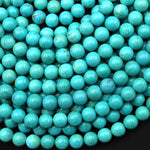 Genuine Natural Aqua Blue Green Turquoise 6mm Round Beads 15.5" Strand B1634