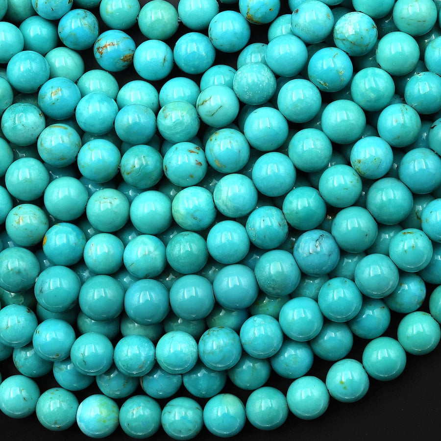 Genuine Natural Aqua Blue Green Turquoise 6mm Round Beads 15.5" Strand B1634
