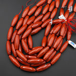 AAA Large Natural Red Jasper Smooth Cylinder Drum Tube Beads 15.5" Strand
