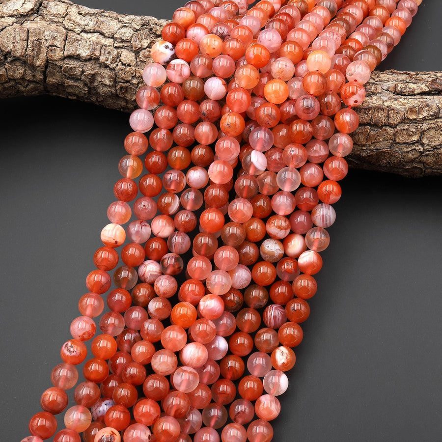 Rare Natural Moroccan Red Agate 6mm 8mm 10mm Round Bead 15.5" Strand