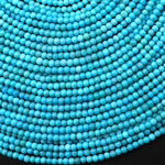 Genuine Natural Arizona Blue Turquoise 2mm Smooth Round Beads 15.5" Strand B1639