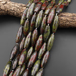 AAA Large Natural Dragon Blood Jasper Long Cylinder Drum Tube Beads 15.5" Strand