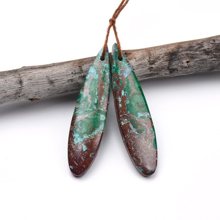 Rare Natural Malachite Chrysocolla Teardrop Earring Pair Drilled Matched Gemstone Beads From Australia OP2372