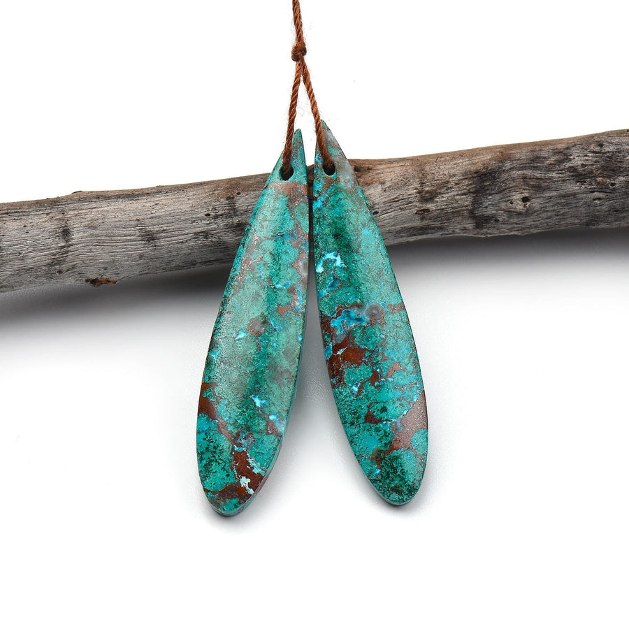 Rare Natural Malachite Chrysocolla Teardrop Earring Pair Drilled Matched Gemstone Beads From Australia OP2375
