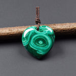 AAA Natural Green Malachite Heart Pendant 28mm Gemstone OP2743