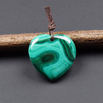 AAA Natural Green Malachite Heart Pendant 28mm Gemstone OP2743