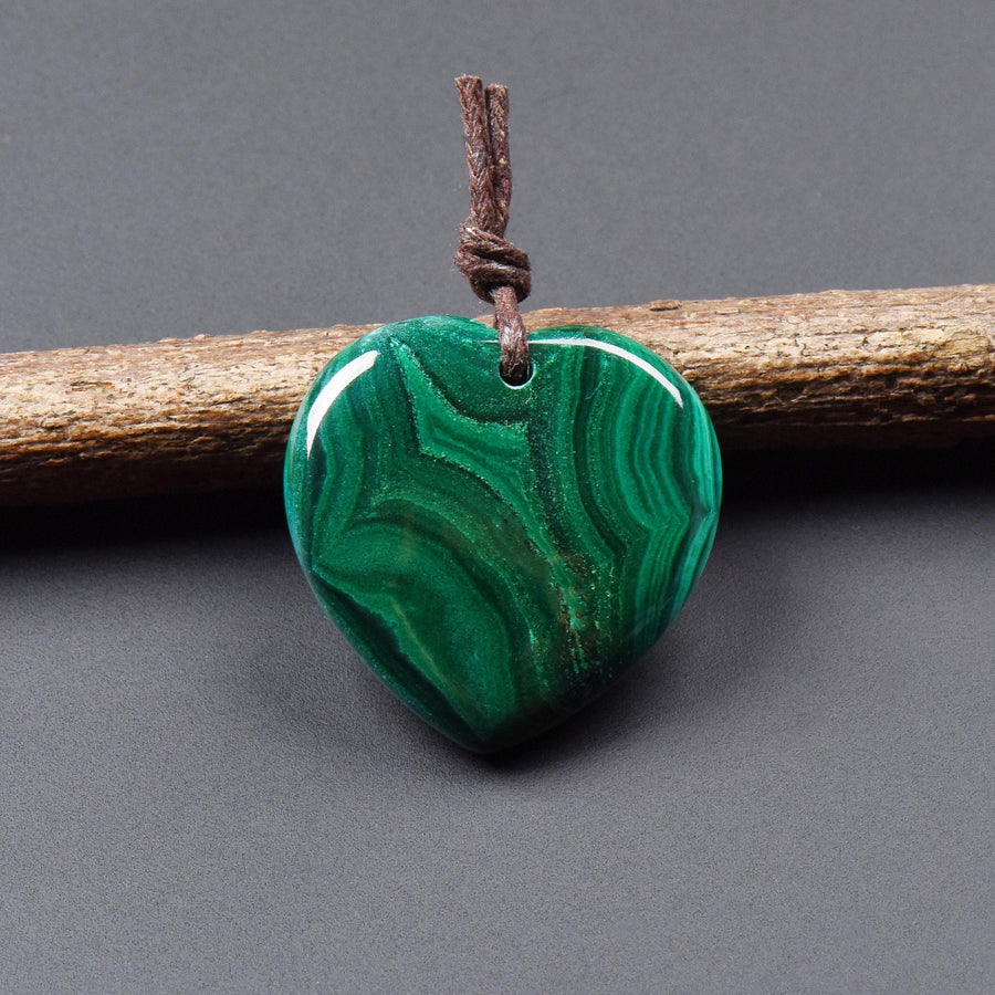 AAA Natural Green Malachite Heart Pendant 28mm Gemstone OP2744