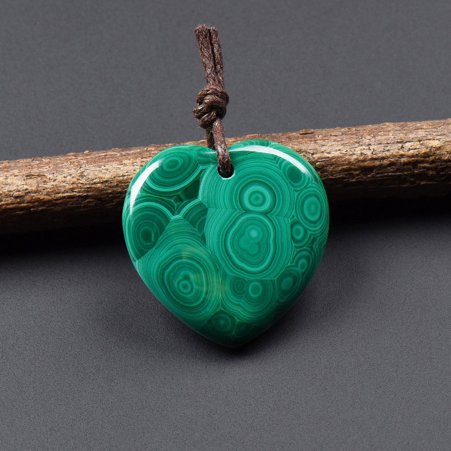 AAA Natural Green Malachite Heart Pendant 28mm Gemstone OP2745
