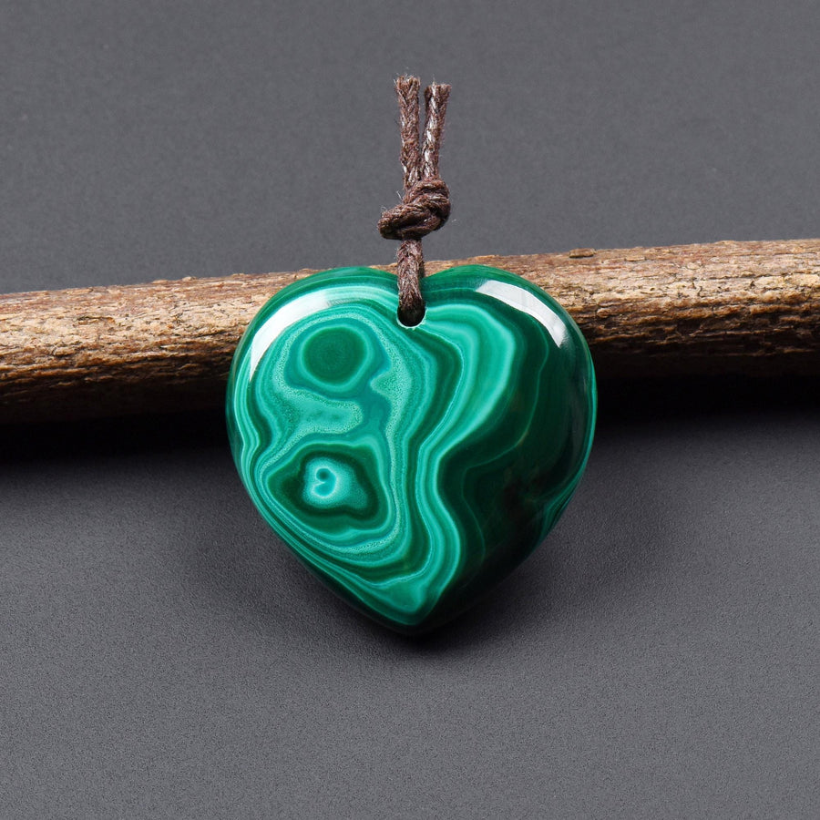 AAA Natural Green Malachite Heart Pendant 28mm Gemstone OP2746