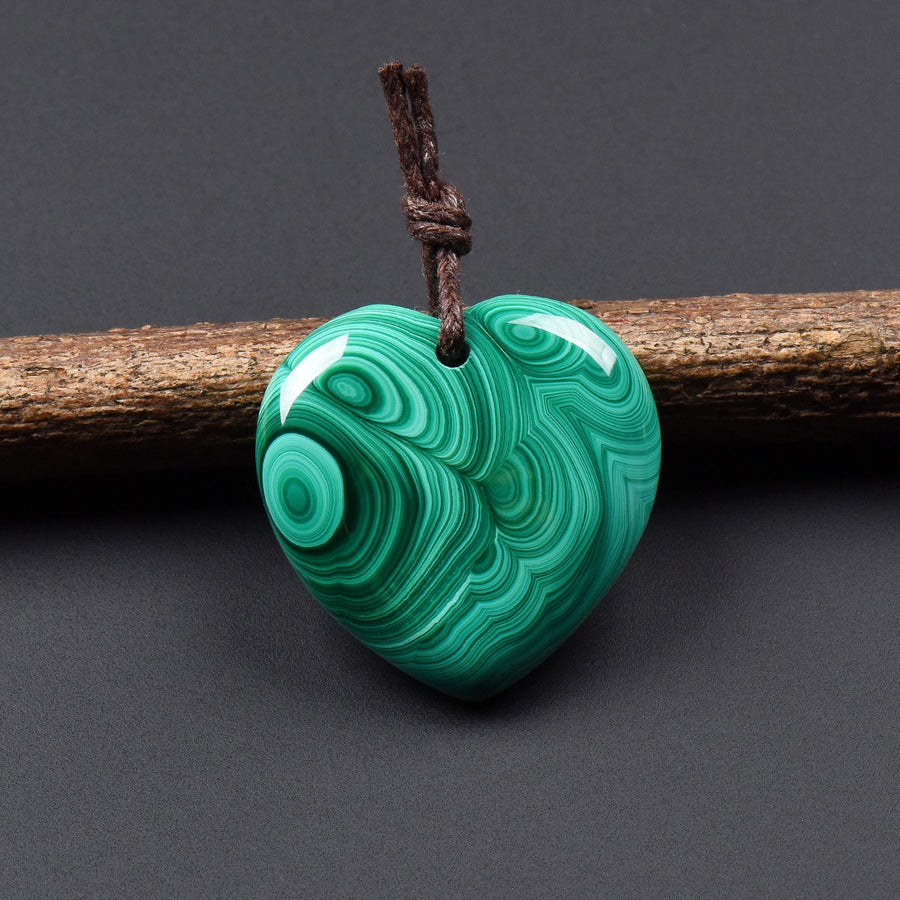 AAA Natural Green Malachite Heart Pendant 28mm Gemstone OP2747