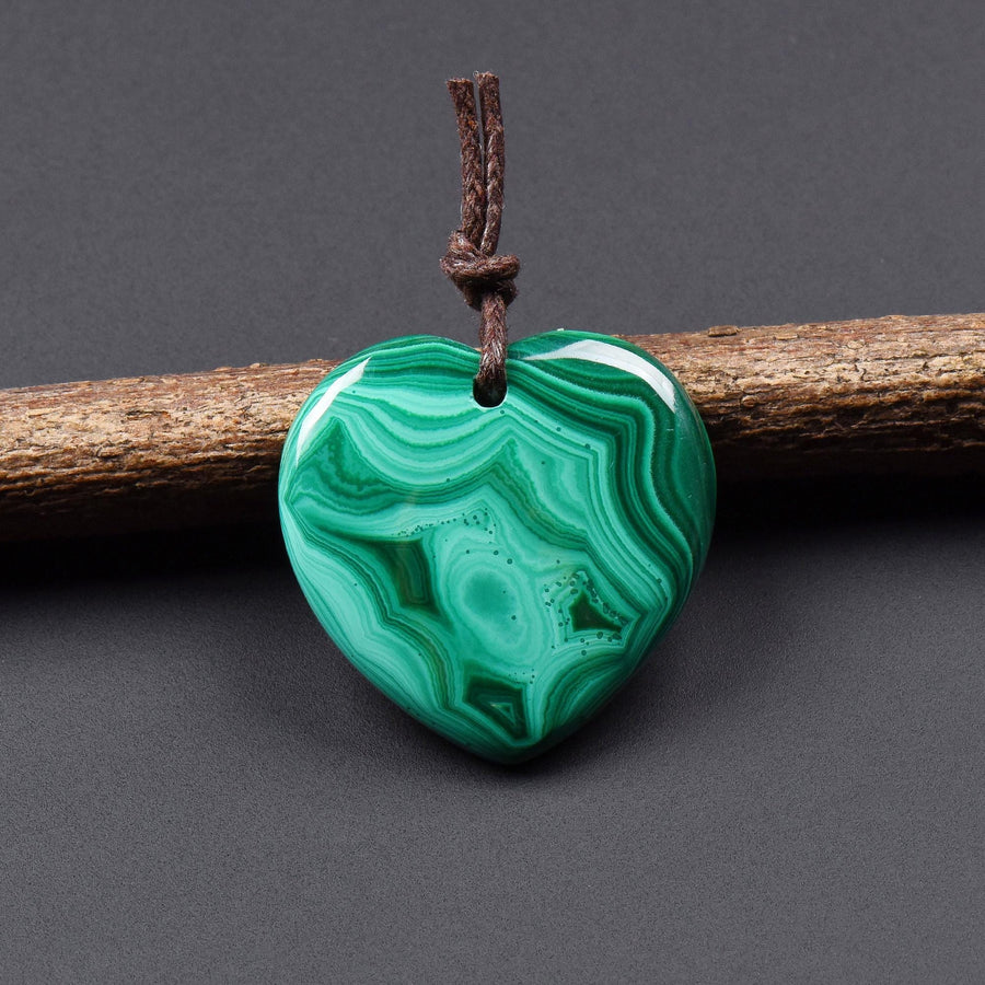 AAA Natural Green Malachite Heart Pendant 28mm Gemstone OP2748