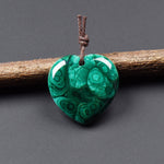 AAA Natural Green Malachite Heart Pendant 28mm Gemstone OP2749