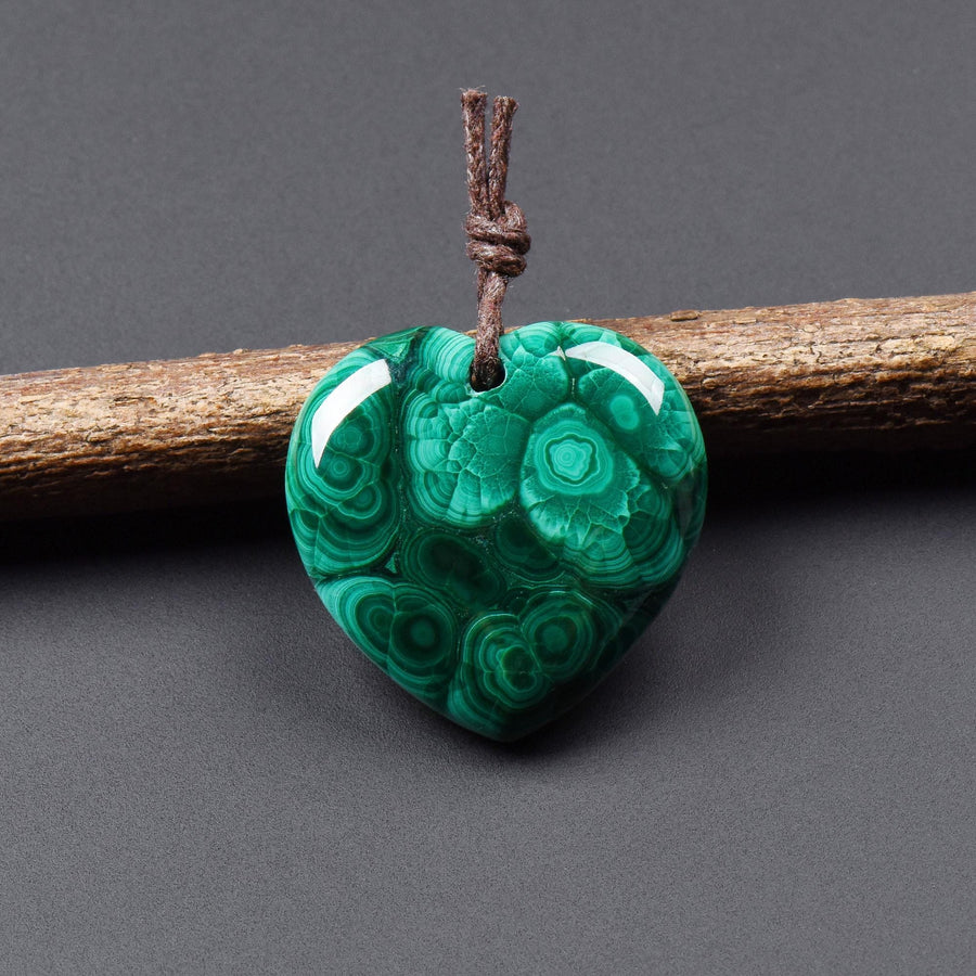 AAA Natural Green Malachite Heart Pendant 28mm Gemstone OP2749
