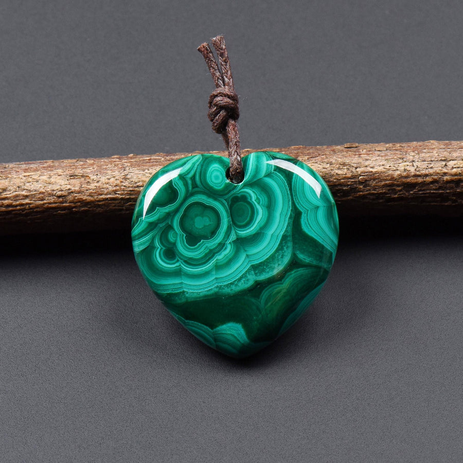 AAA Natural Green Malachite Heart Pendant 28mm Gemstone OP2749