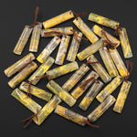 Natural Indonesian Yellow Jasper Rectangle Pair Drilled Matched Gemstone Beads