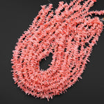 Super Thin fine Genuine Pink Coral Branch Beads Center Drilled Freeform Stick 15.5" Strand