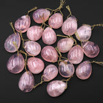 AAA Translucent Natural Madagascar Pink Rose Quartz Freeform Teardrop Pendant Gemstone