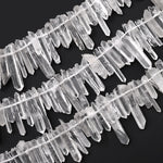 AAA Natural Tibetan Quartz Beads Points Top Side Drilled Real Thin Fine Crystal Quartz Spike 15.5" Strand