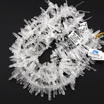AAA Natural Tibetan Quartz Beads Points Top Side Drilled Real Thin Fine Crystal Quartz Spike 15.5" Strand