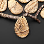 Natural Desert Jasper Freeform Teardrop Pendant Gemstone Focal Bead