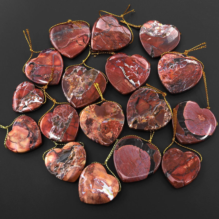 Natural Butterfly Jasper from Mexico Side Drilled Heart Pendant